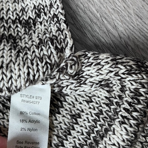 Cabi Sweater Womens XS Black White Heathered Knit Popover Short Sleeves - Picture 5 of 10